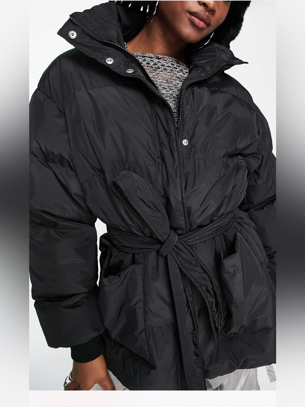 Black Belted Puffer Jacket